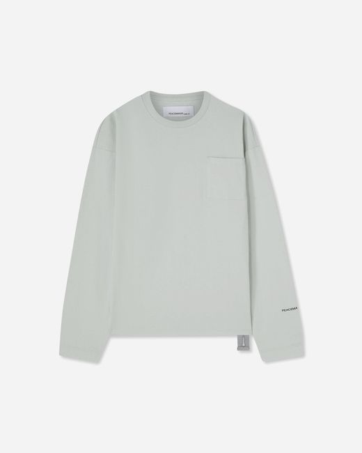 Oamc Peacemaker Gray Men S Leaf Loose Fit Crewneck Sweatshirt Ice Flow for men