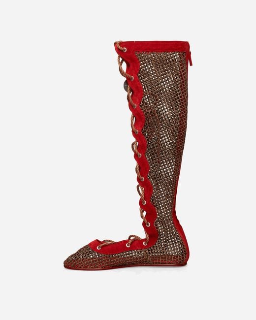 Kiko Kostadinov Red S Reticella Knee High Boots