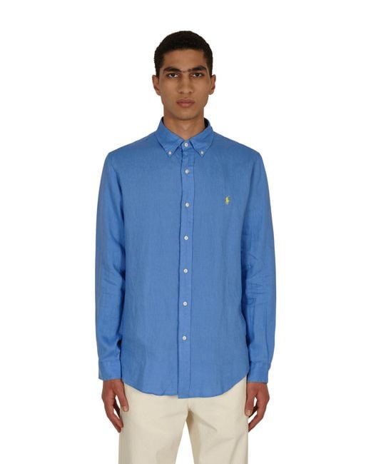 Polo Ralph Lauren Custom Fit Linen Shirt Harbor Island Blue S for Men |  Lyst Australia