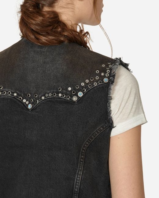 Guess Black Western Denim Vest Used Wash for men