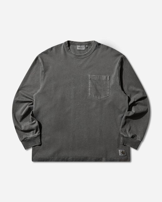 Carhartt Gray Torion Pocket Longsleeve T-Shirt (Grind Washed) for men