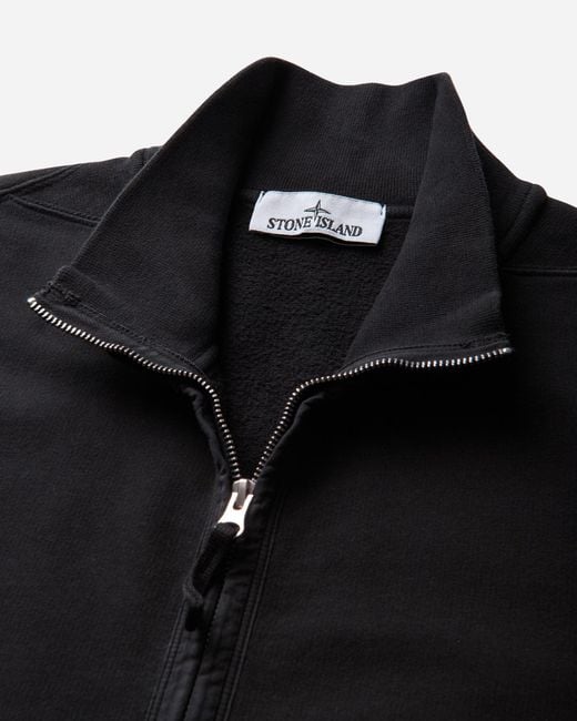 Stone Island Black Organic Cotton Fleece Full-Zip Sweatshirt for men