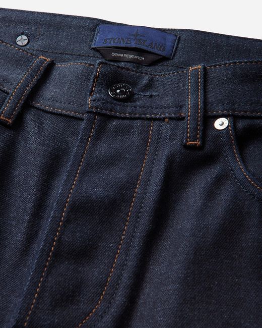 Stone Island Blue Men S Selvedge Indigo Denim-raw Jeans Raw for men
