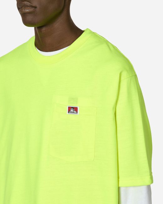 Ben Davis Work Clothes Green Heavy Duty Classic Label Pocket T-Shirt Hi Vis for men