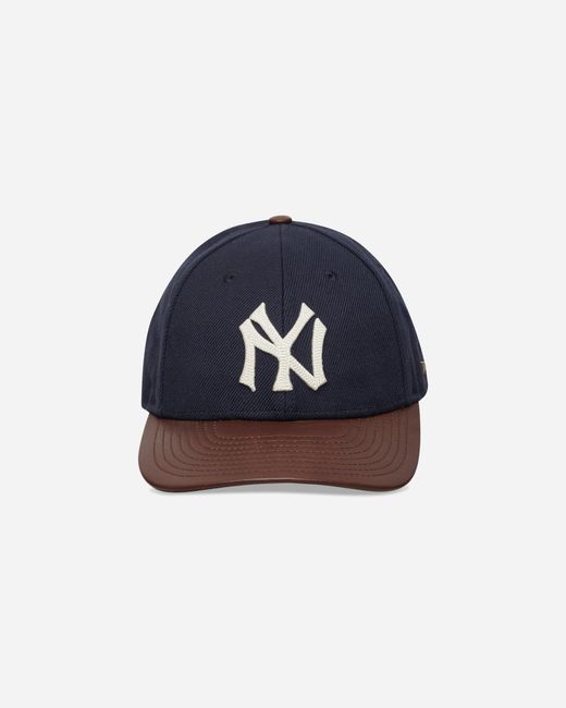 KTZ Blue Yankees Mlb Leather Visor 9forty M-crown Adjustable Cap Dark Brown for men