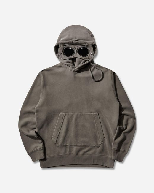 C P Company Gray Slam Jam Diagonal Fleece Brushed goggle Hoodie for men
