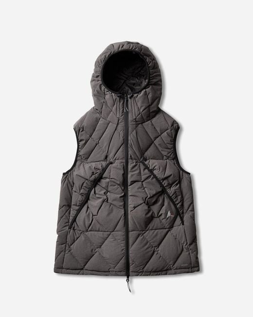 Roa Black Nuna 800 Fill Power Hooded Down Vest Graphite for men