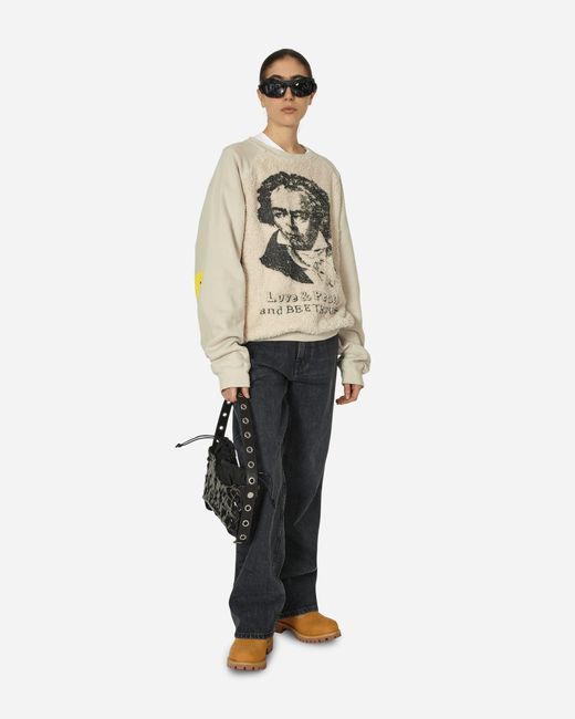 Kapital Natural 30/-swt Knit X Fur Grizzly Sweatshirt (profile Rainbowy And Beethoven) Ecru