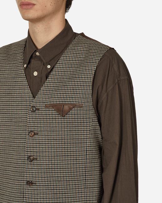 Our Legacy Brown Cut Waistcoat Old Money Check for men