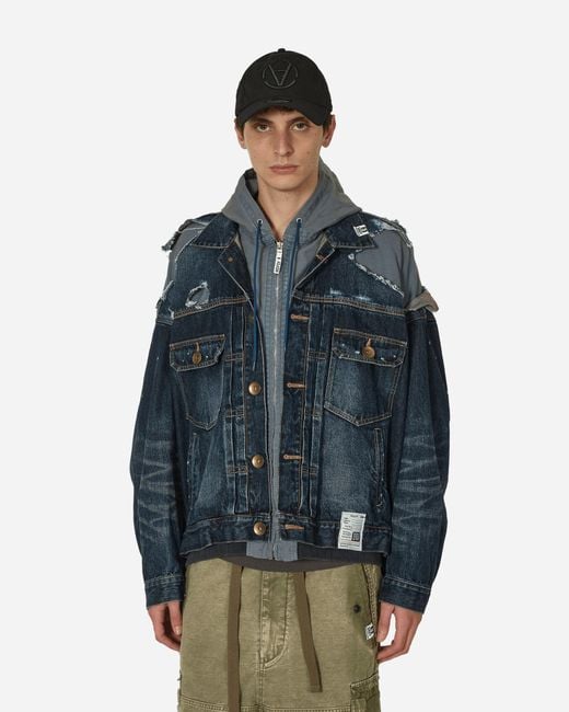 Maison Mihara Yasuhiro Blue Double Layered Denim Hooded Jacket for men