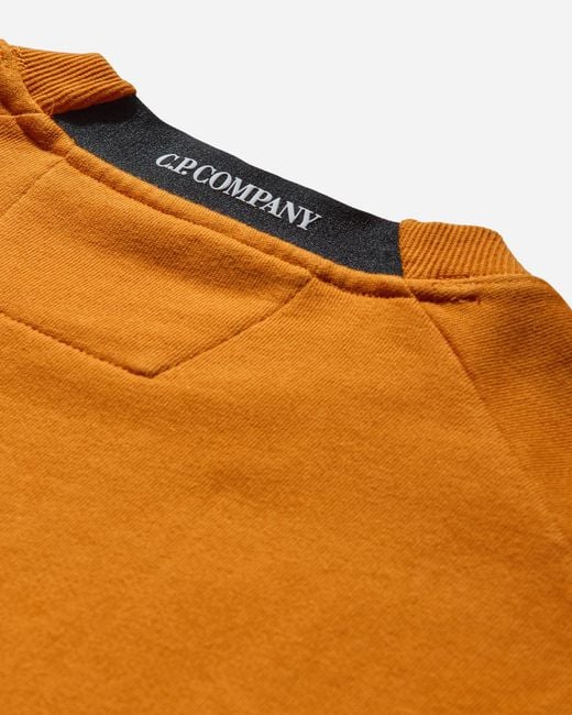 C P Company Orange Men S Diagonal Raised Fleece Crewneck Sweatshirt Russet for men