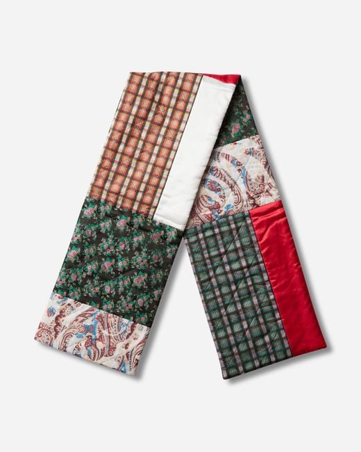 Dries Van Noten Red Patchwork Jacquard Scarf for men