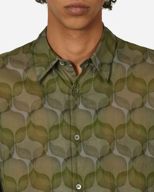 Dries Van Noten Green Printed Cotton Shirt for men