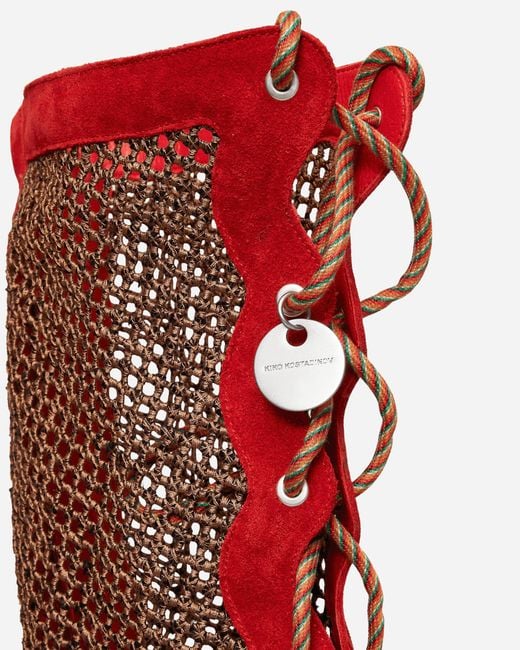 Kiko Kostadinov Red S Reticella Knee High Boots