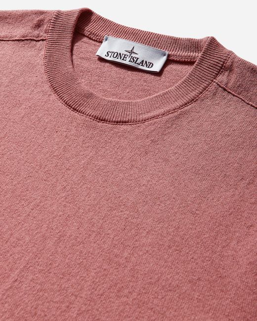 Stone Island Pink Men S Light Raw Hand Organic Cotton Sweater Oleander for men