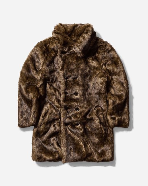 AFB Brown S Faux Fur Coat Leopard for men