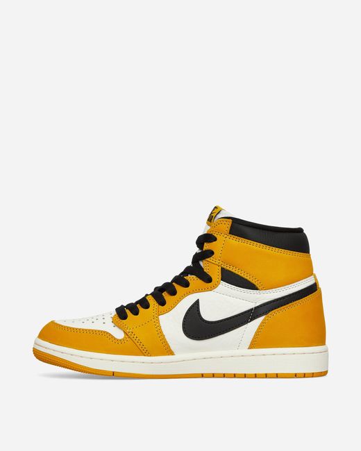 Nike Yellow Air 1 High Brand-embroidered Leather High-top Trainers for men