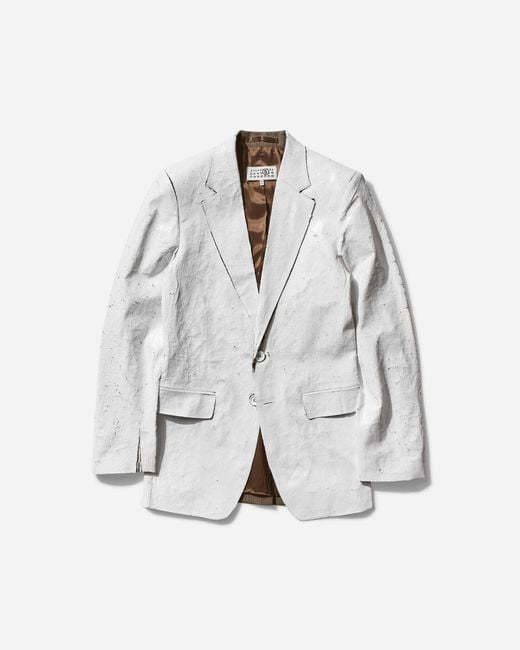 ジャケット MM6 MAISON MARGIELA White Stretch Polyester Blend Blazer MM6 Maison Margiela White Stretch Polyester Blend Blazer