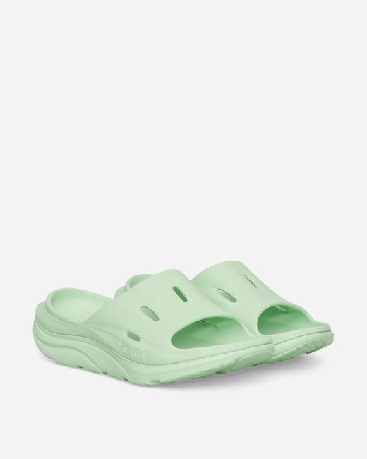 Hoka One One Green Ora Recovery Slides Lime Glow for men