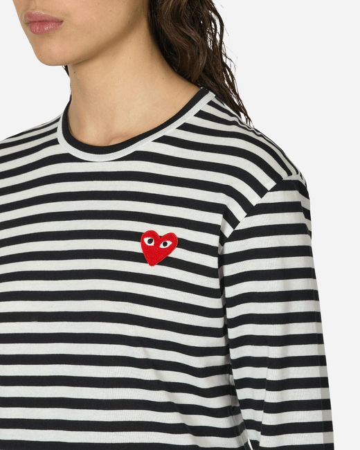 COMME DES GARÇONS PLAY Black Heart Striped Longsleeve T-Shirt