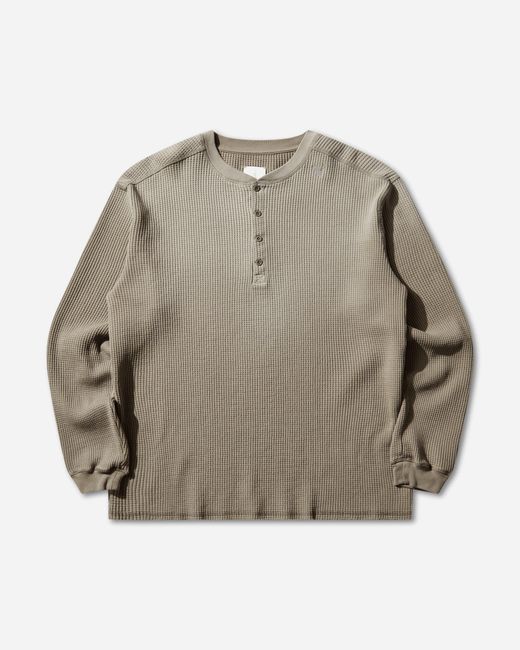 Roa Gray Men S Bee Sun Faded Organic Waffle Serafino Long Sleeve Top Grey / for men