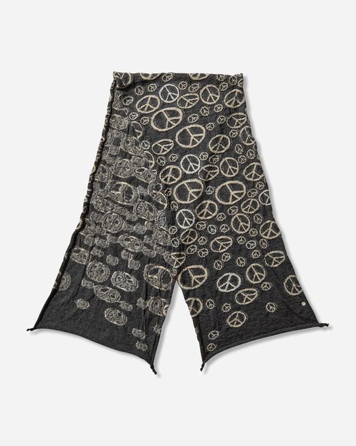 Kapital Black Fulling Wool Peace Mark Happy Scarf for men