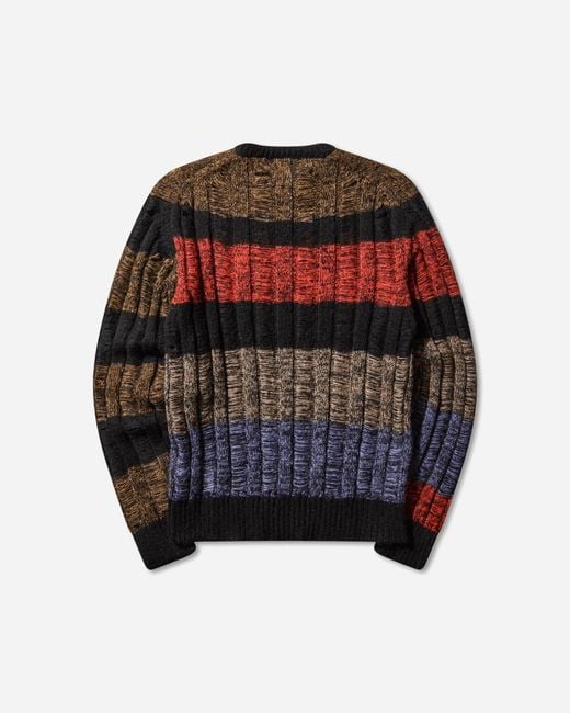 Aries Red Mohair Cable Stripe Sweater for men