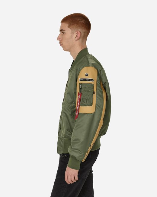 Undercover Green Fragment Design X Alpha Industries Nylon Ma-1 Jacket Khaki for men