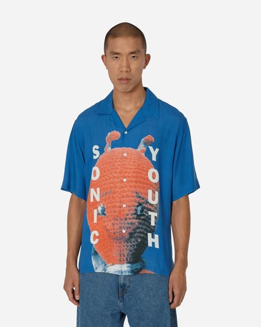 Pleasures Blue Sonic Youth Alien Camp Collar Shirt for men