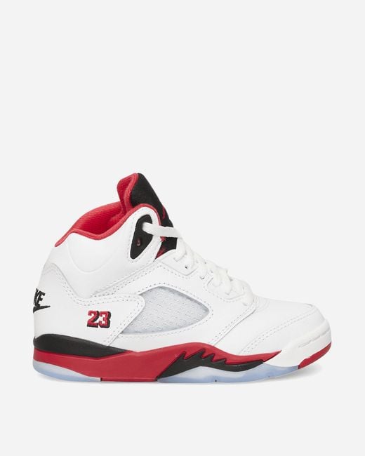 Nike White Air Jordan 5 (ps) Sneakers Fire Red Black Tongue for men