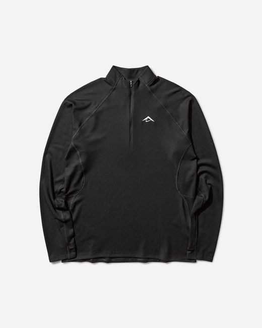 Nike Black Men S Trail Dri-fit 1/2-zip Longsleeve T-shirt / Summit White for men