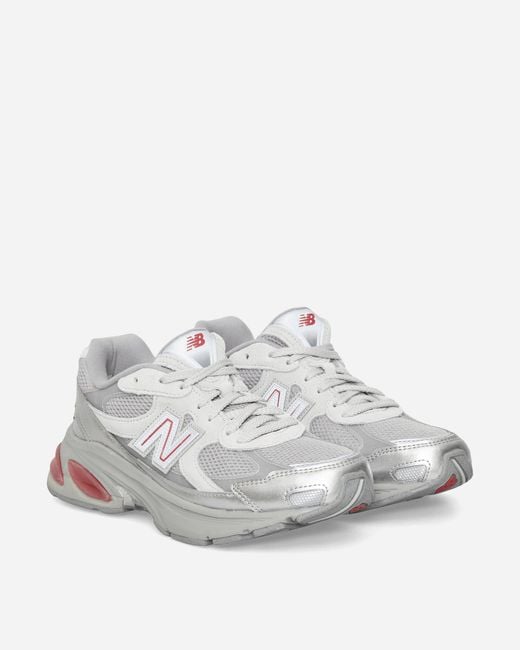 New Balance White 2010 Sneakers Silver Metallic / Team Red for men