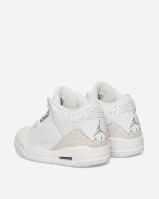 Nike White Air Jordan 3 Retro Sneakers / Silver for men