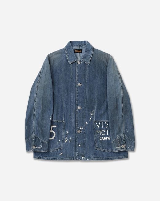 Visvim Blue Men S Ss Coverall Jacket Dmgd Indigo for men