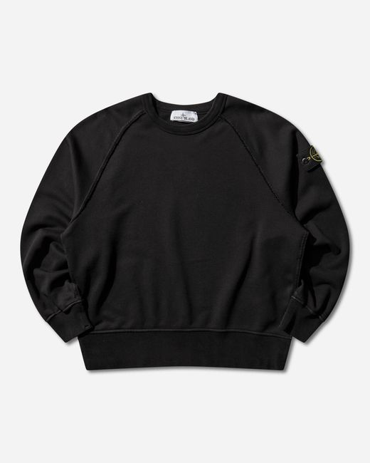Stone Island Black Men S Organic Cotton Fleece Oversized Crewneck Sweatshirt for men