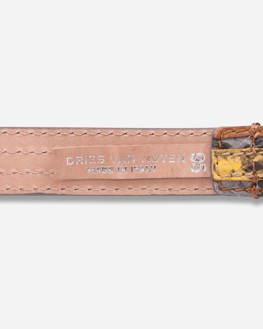 Dries Van Noten White Printed Leather Belt for men