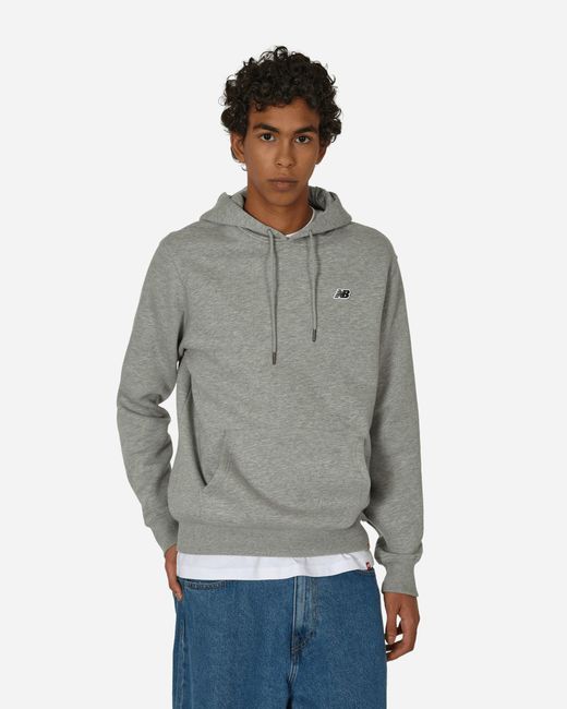New Balance Gray Small Logo Hooded Sweatshirt Athletic for men
