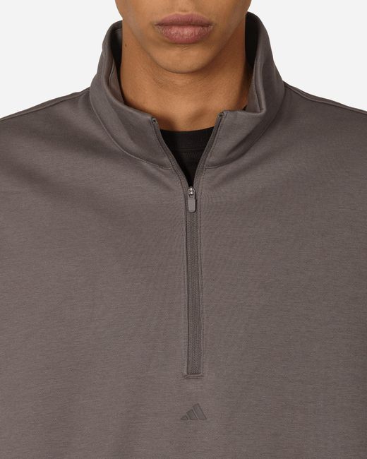 Adidas Gray Basketball Half-zip Crewneck Sweatshirts Charcoal for men