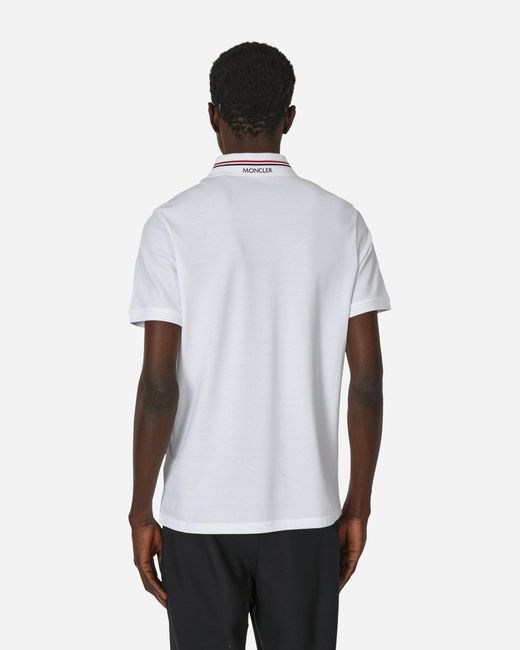 Moncler White Logo Polo Shirt for men