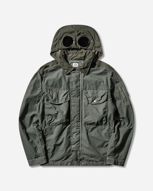 C P Company Gray Men S Flatt Nylon goggle Jacket Laurel Wreath for men