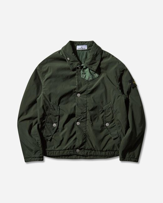 Stone Island Green Men S Light Compact Touch Poly-tc Coach Jacket Juniper