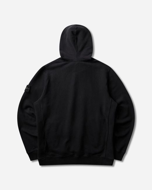 Stone Island Black Organic Cotton Fleece Hoodie for men