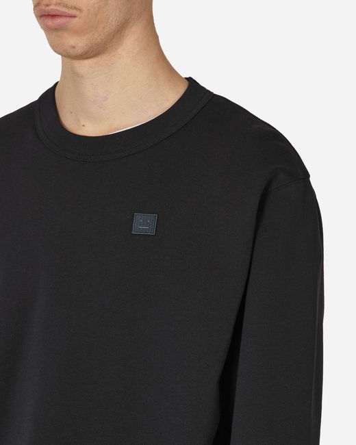 Acne Black Face Logo Crewneck Sweatshirt for men