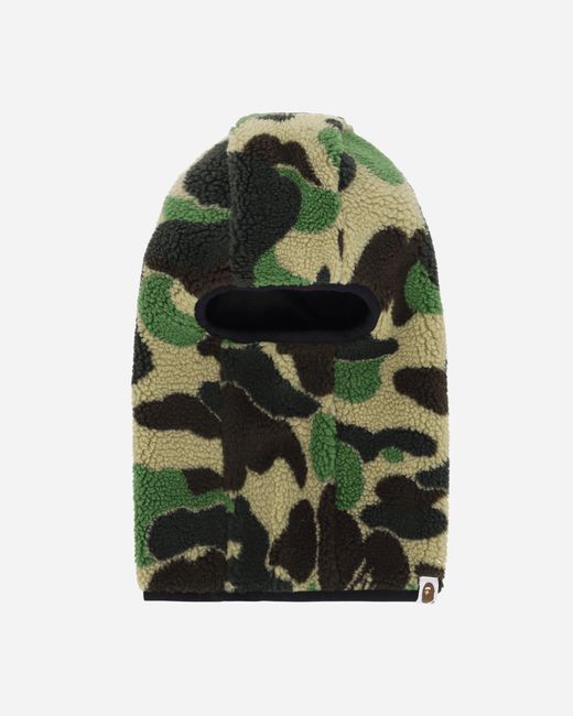 A Bathing Ape Green Abc Camo Boa Fleece Balaclava for men
