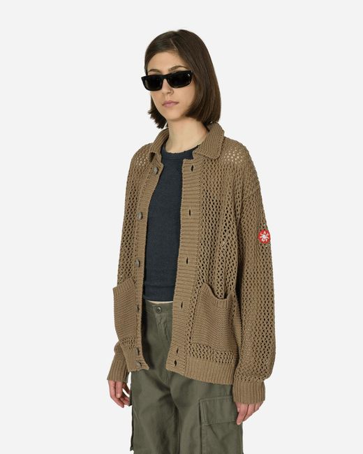 Cav Empt Natural Collared Mesh Knit Cardigan Khaki for men
