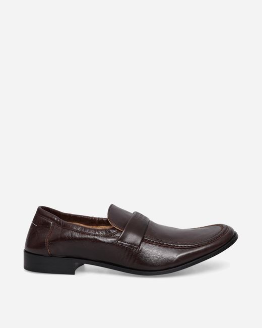 MM6 by Maison Margiela White Men S Swing-toe Leather Loafers Brown for men