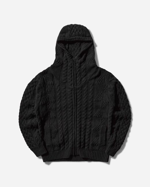 C P Company Black S Lambswool Grs Hooded Zip Cardigan for men