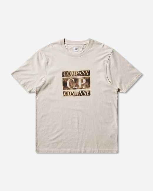 C P Company Natural Men S 30/1 Jersey Graphic T-shirt Frozen Dew for men
