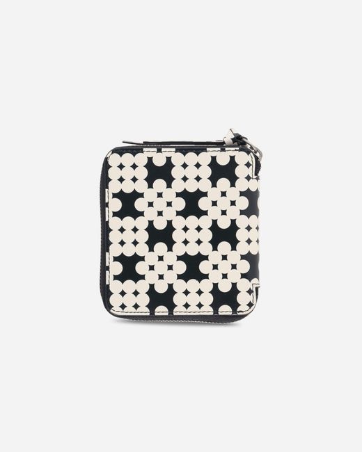 Dries Van Noten White Printed Leather Zip Wallet Ecru for men