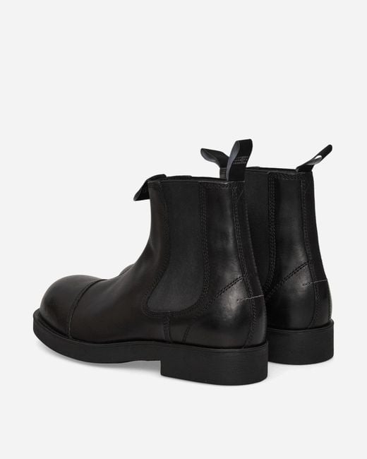 MM6 by Maison Margiela Black Leather Biker Chelsea Boots for men